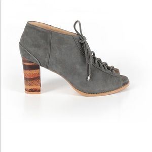 Faryl Robin Free People Chunky Heel Peep Toe Tie Bootie Sz 7.5